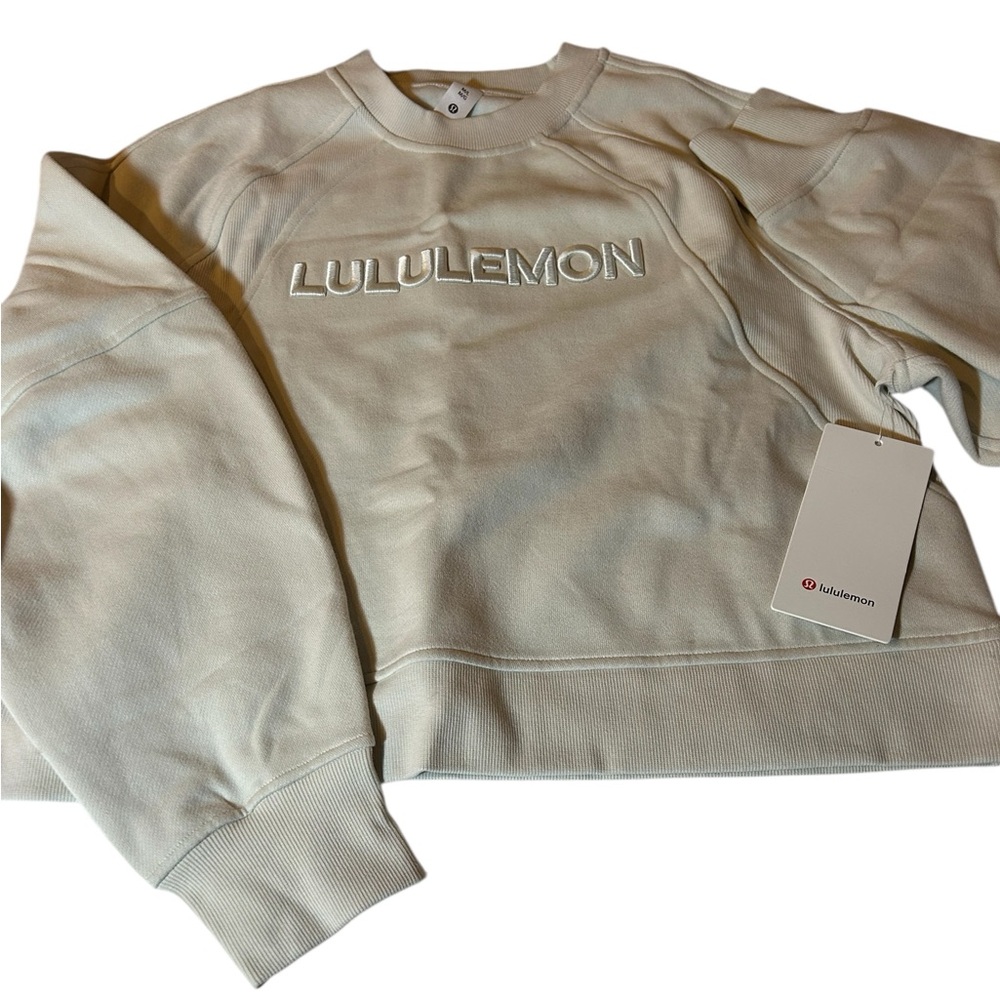 ❗️SOLD❗️Lululemon Scuba Oversized Pullover Wordmark in Bone 🆕 - Picture 2 of 9